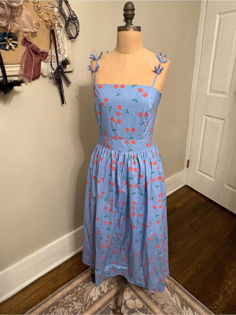 Pinch Light Blue Floral Tie-Shoulder Dress